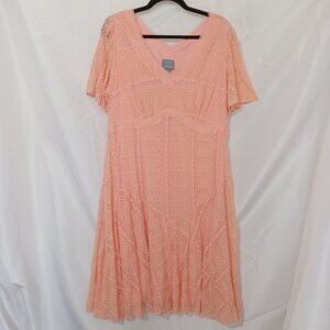 Rabbit Rabbit Rabbit Designs Peach Lace Dress Womens Sz 18 NWT Boho Cottagecore